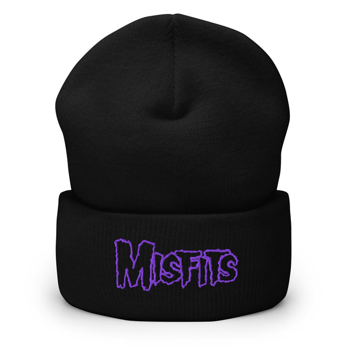 Merch Moment - Misfits - Purple on Black Cuffed HD Embroidered Beanie -
