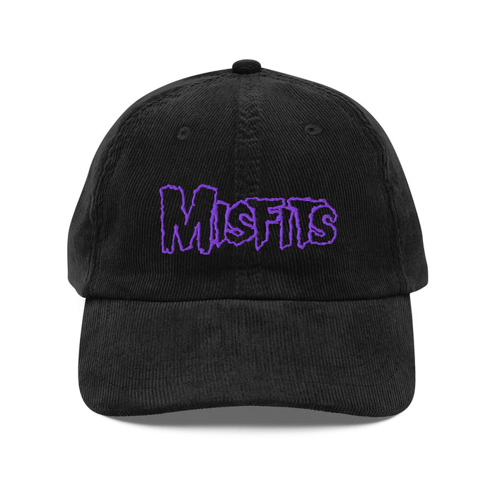Merch Moment - Misfits - Purple on Black Vintage Corduroy HD Embroidered Cap -