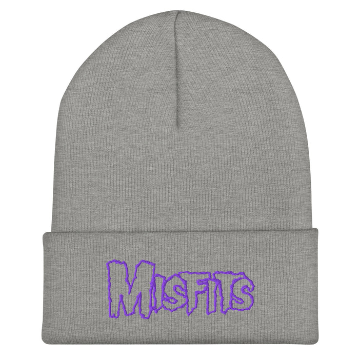 Merch Moment - Misfits - Purple on Gray Cuffed HD Embroidered Beanie -