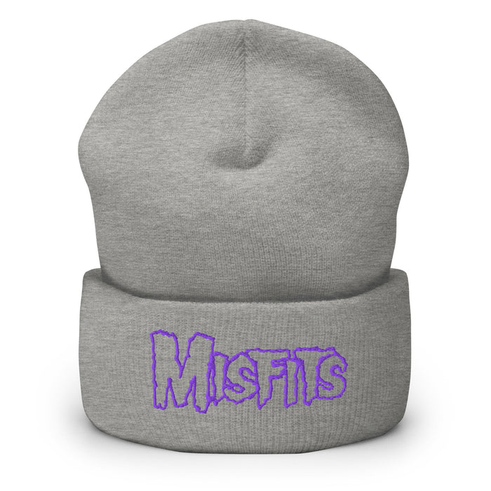 Merch Moment - Misfits - Purple on Gray Cuffed HD Embroidered Beanie -