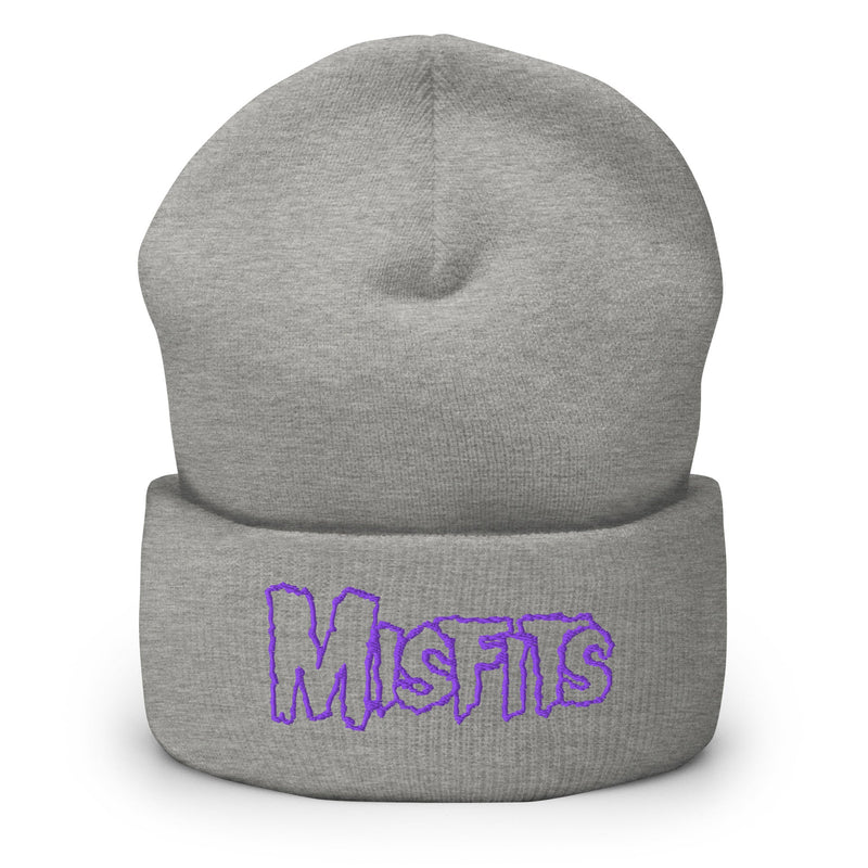 Merch Moment - Misfits - Purple on Gray Cuffed HD Embroidered Beanie -