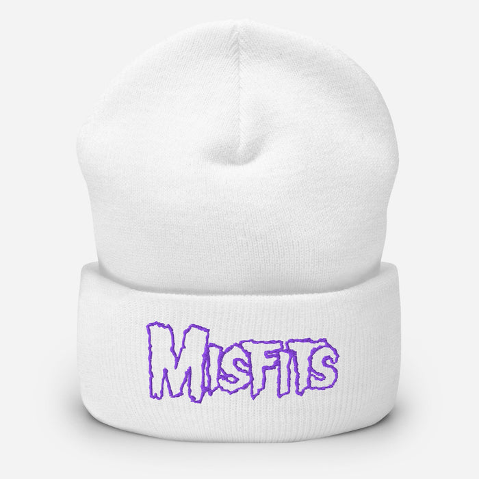 Merch Moment - Misfits - Purple on White Cuffed HD Embroidered Beanie -