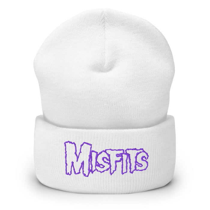 Merch Moment - Misfits - Purple on White Cuffed HD Embroidered Beanie -