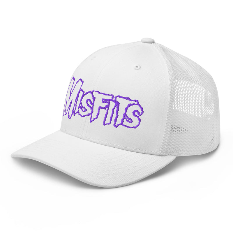 Merch Moment - Misfits - Purple on White Trucker HD Embroidered Hat -