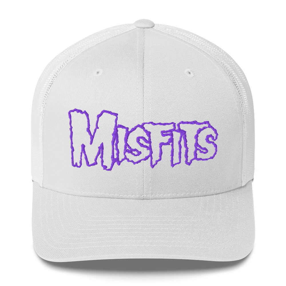 Merch Moment - Misfits - Purple on White Trucker HD Embroidered Hat -