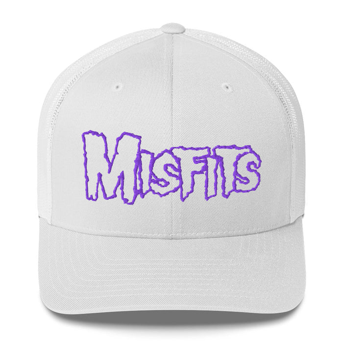 Merch Moment - Misfits - Purple on White Trucker HD Embroidered Hat -