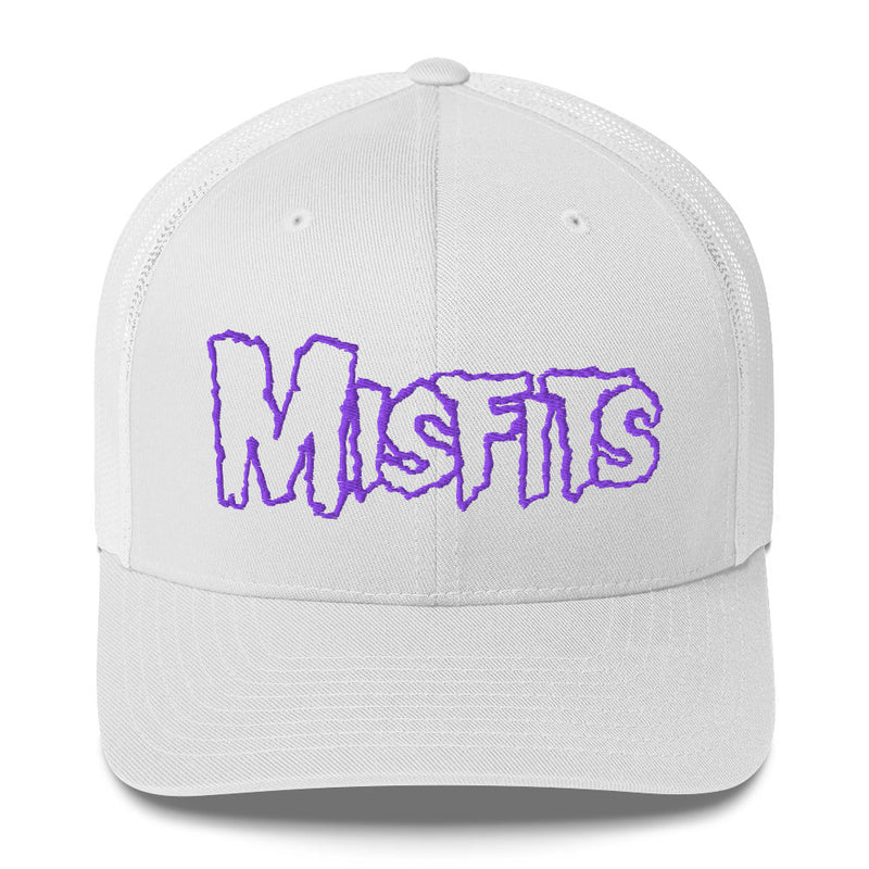 Merch Moment - Misfits - Purple on White Trucker HD Embroidered Hat -