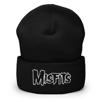 Merch Moment - Misfits - White on Black Cuffed HD Embroidered Beanie -
