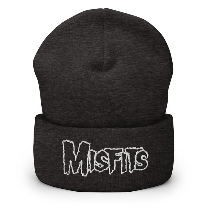 Merch Moment - Misfits - White on Dark Gray Cuffed HD Embroidered Beanie -