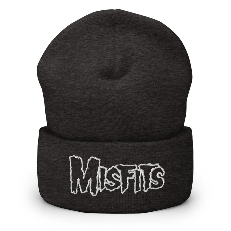 Merch Moment - Misfits - White on Dark Gray Cuffed HD Embroidered Beanie -