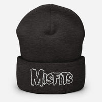 Merch Moment - Misfits - White on Dark Gray Cuffed HD Embroidered Beanie -