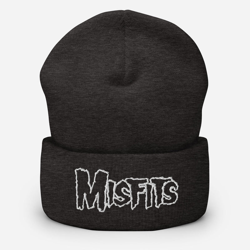 Merch Moment - Misfits - White on Dark Gray Cuffed HD Embroidered Beanie -
