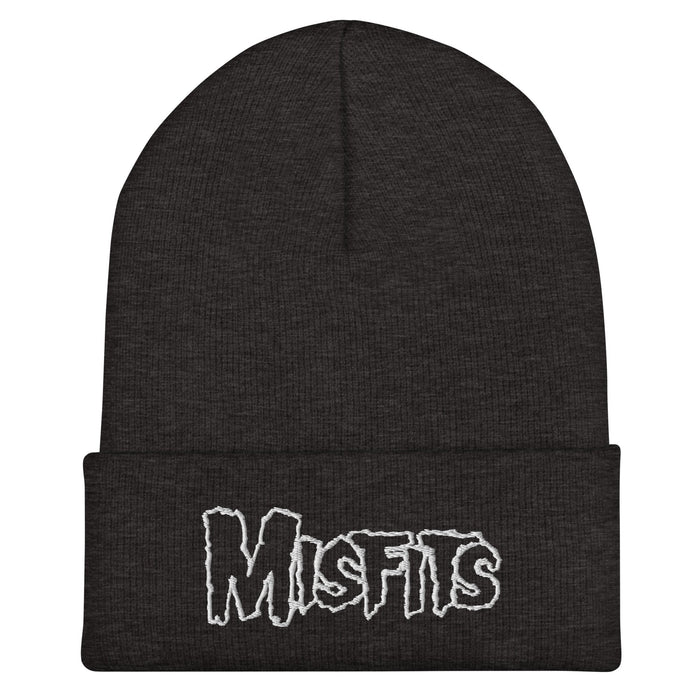 Merch Moment - Misfits - White on Dark Gray Cuffed HD Embroidered Beanie -
