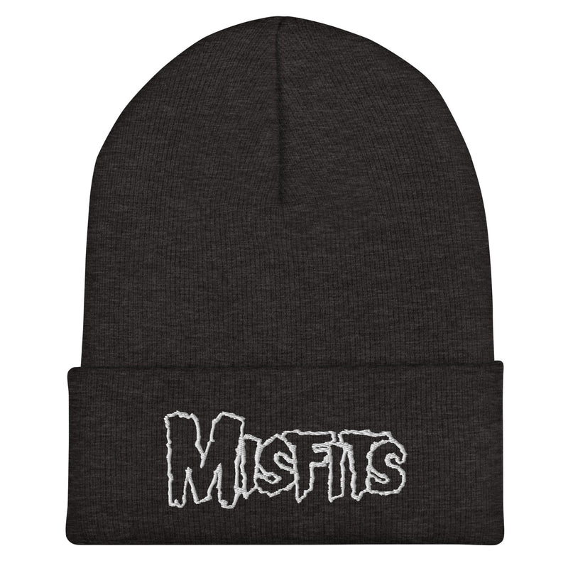Merch Moment - Misfits - White on Dark Gray Cuffed HD Embroidered Beanie -