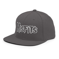 Merch Moment - Misfits - White on Gray Snapback HD Embroidered Hat -