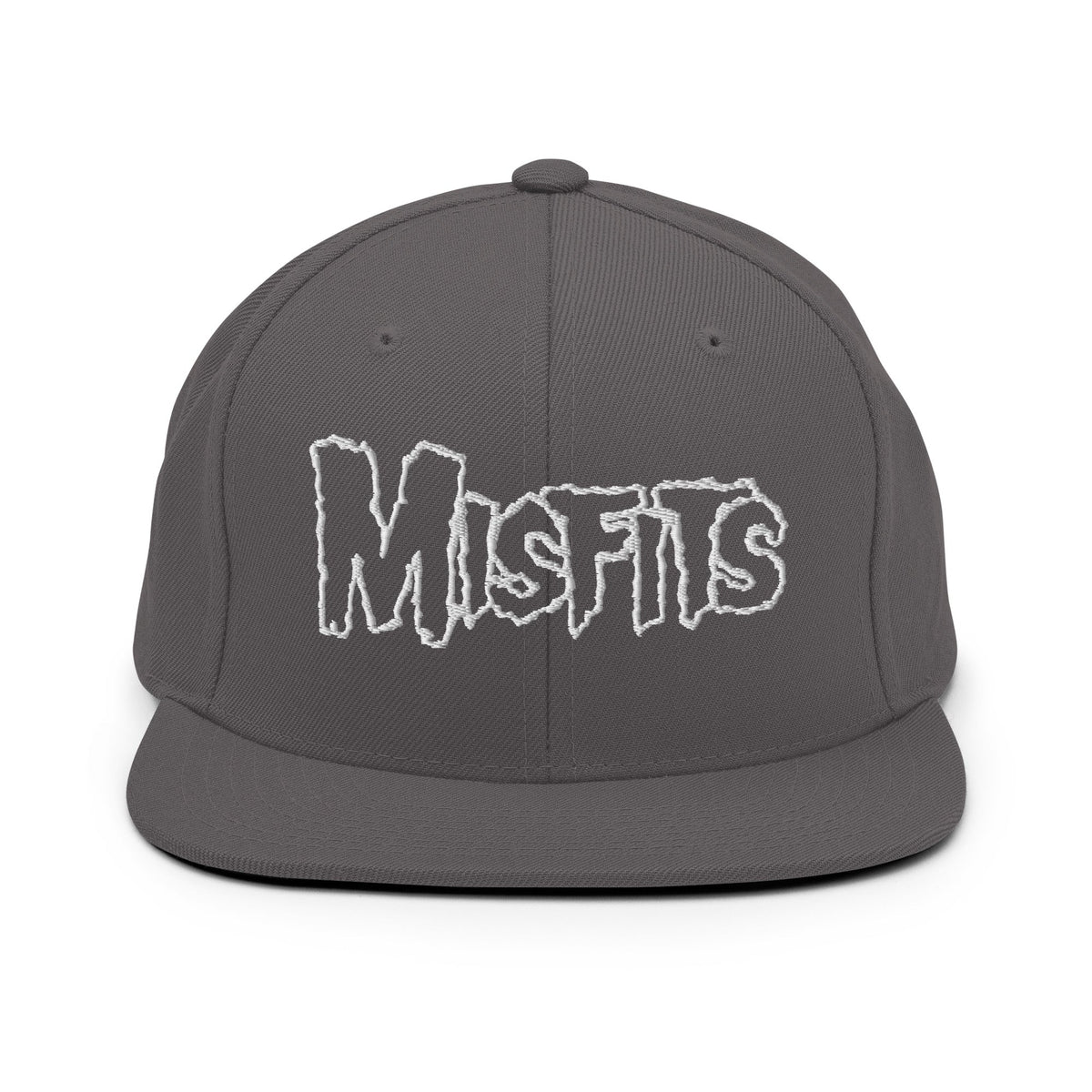 Merch Moment - Misfits - White on Gray Snapback HD Embroidered Hat -