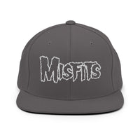 Merch Moment - Misfits - White on Gray Snapback HD Embroidered Hat -