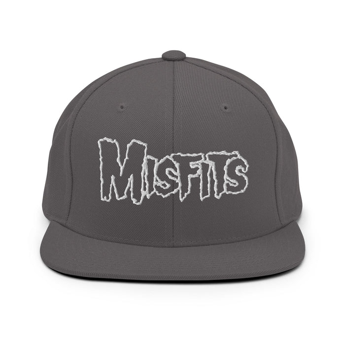 Merch Moment - Misfits - White on Gray Snapback HD Embroidered Hat -