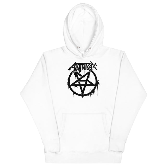 Anthrax - Pentagram Logo Hoodie - White
