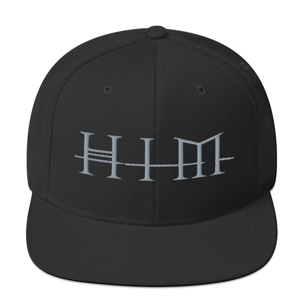 HIM - Classic Logo Black Embroidered Snap Back Hat -