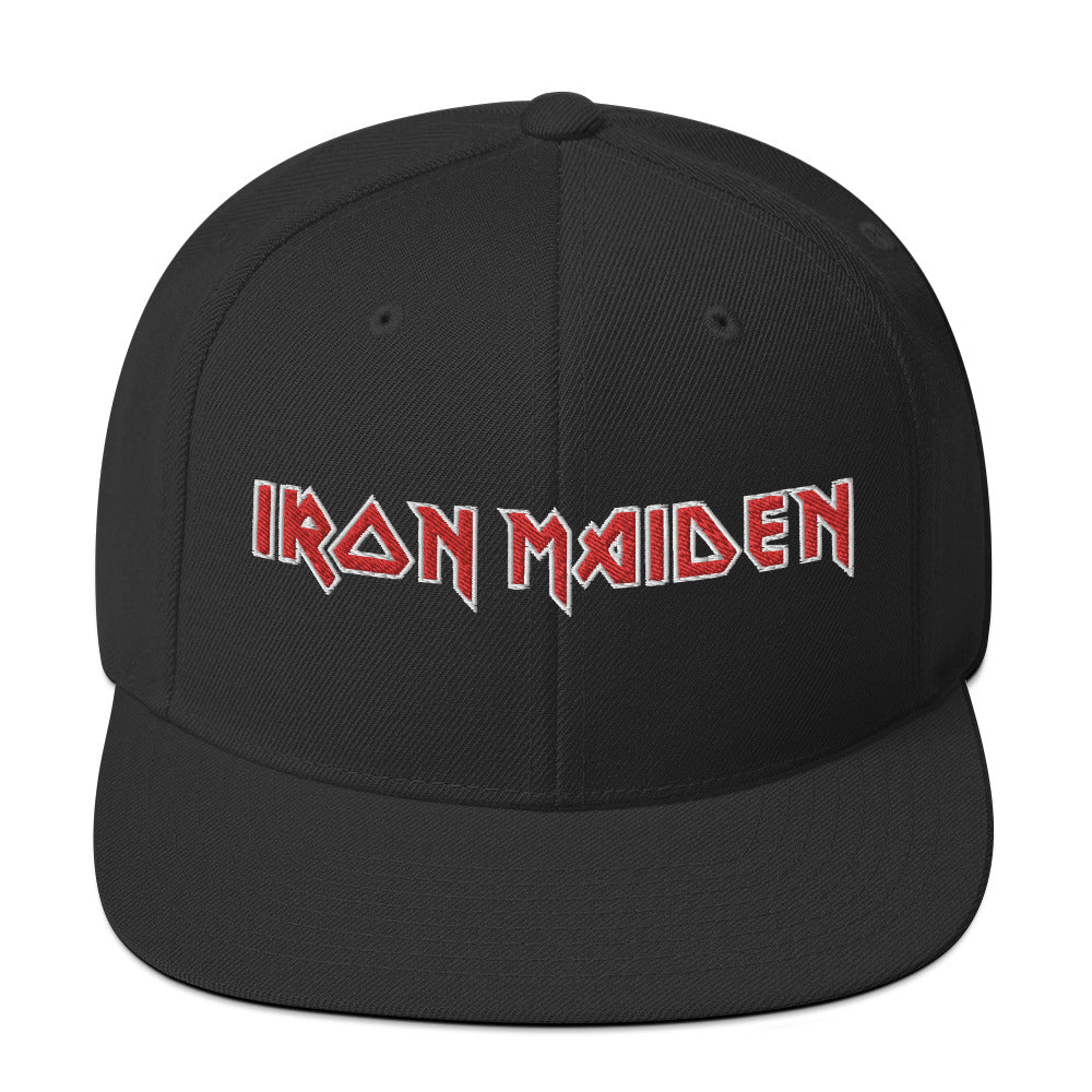 Iron Maiden - Classic Logo Black Embroidered Snap Back Hat -
