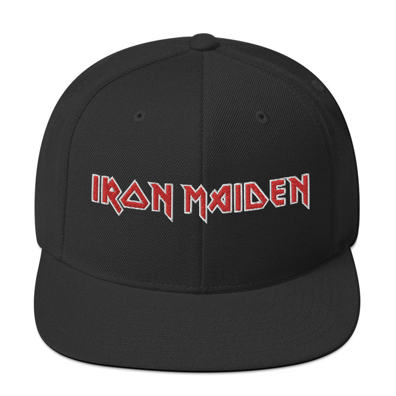 Iron Maiden - Classic Logo Black Embroidered Snap Back Hat -