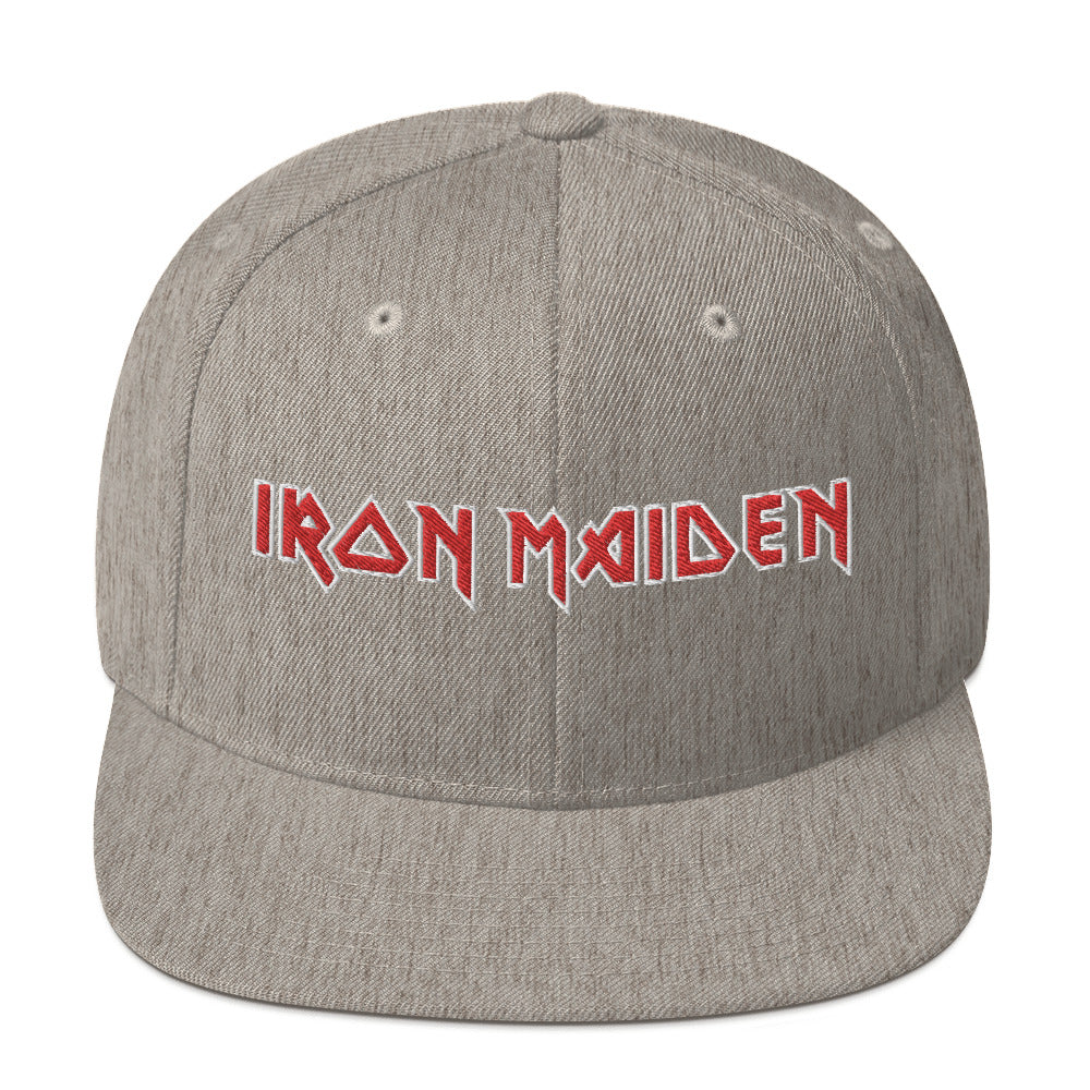 Iron Maiden - Classic Logo Grey Embroidered Snap Back Hat -