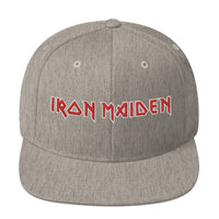 Iron Maiden - Classic Logo Grey Embroidered Snap Back Hat -
