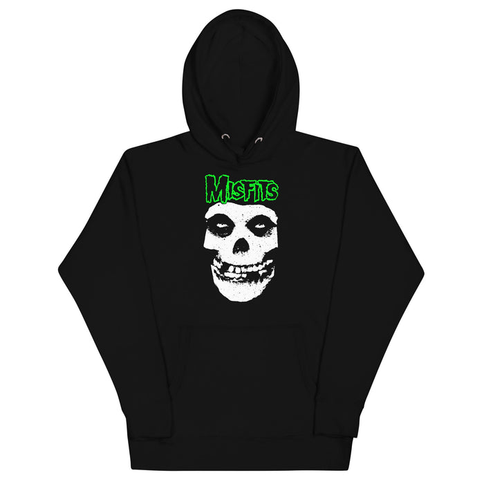 Misfits - Green Skull Hoodie - Black