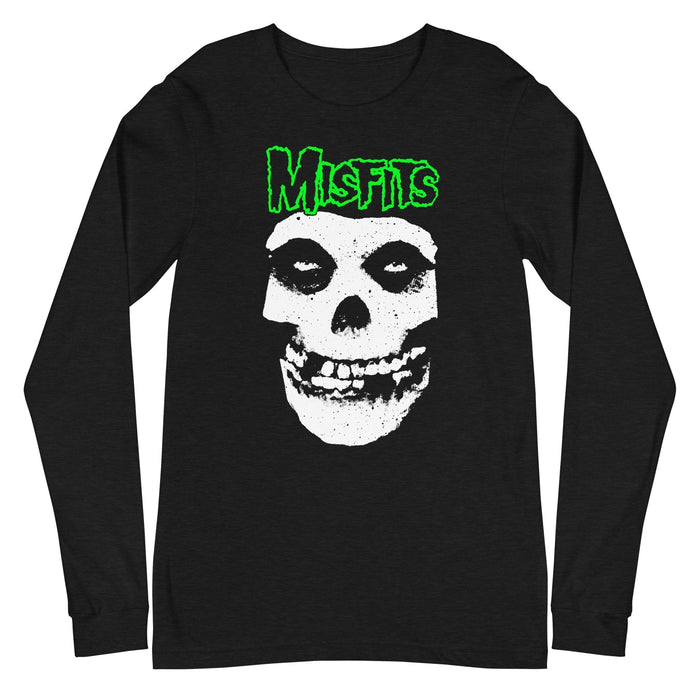 Misfits - Green Skull Long Sleeve T-Shirt - Black