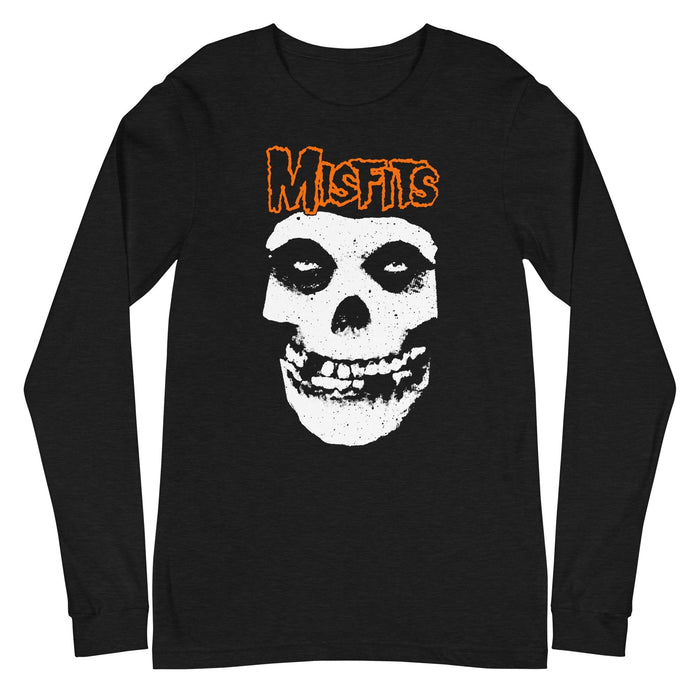 Misfits - Orange Skull Long Sleeve T-Shirt - Black