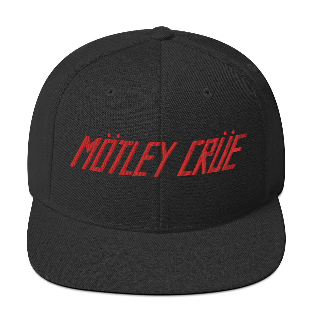 Motley Crue - Classic Logo Red Embroidered Snap Back Hat -