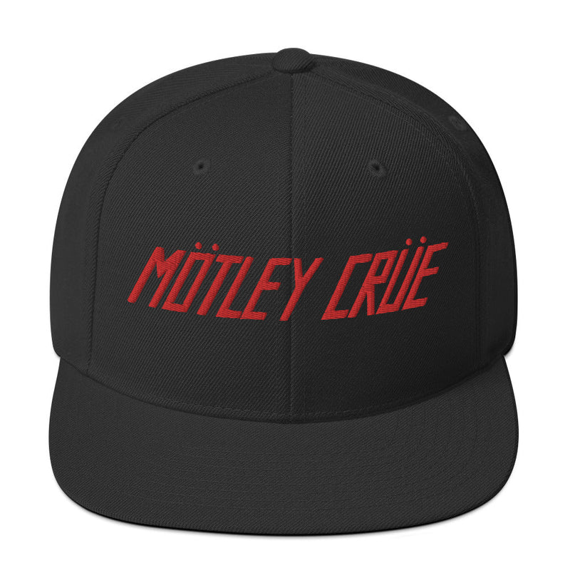 Motley Crue - Classic Logo Red Embroidered Snap Back Hat -