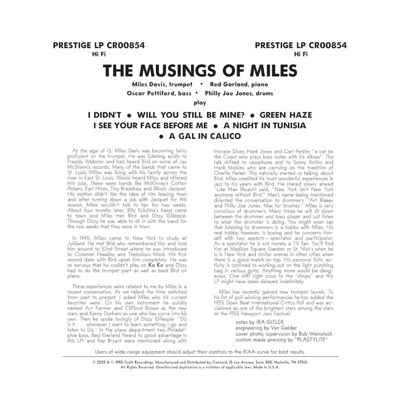 Miles Davis All Stars - The Musings Of Miles (Original Jazz Classics Series) (180 Gram Vinyl) - Vinyl