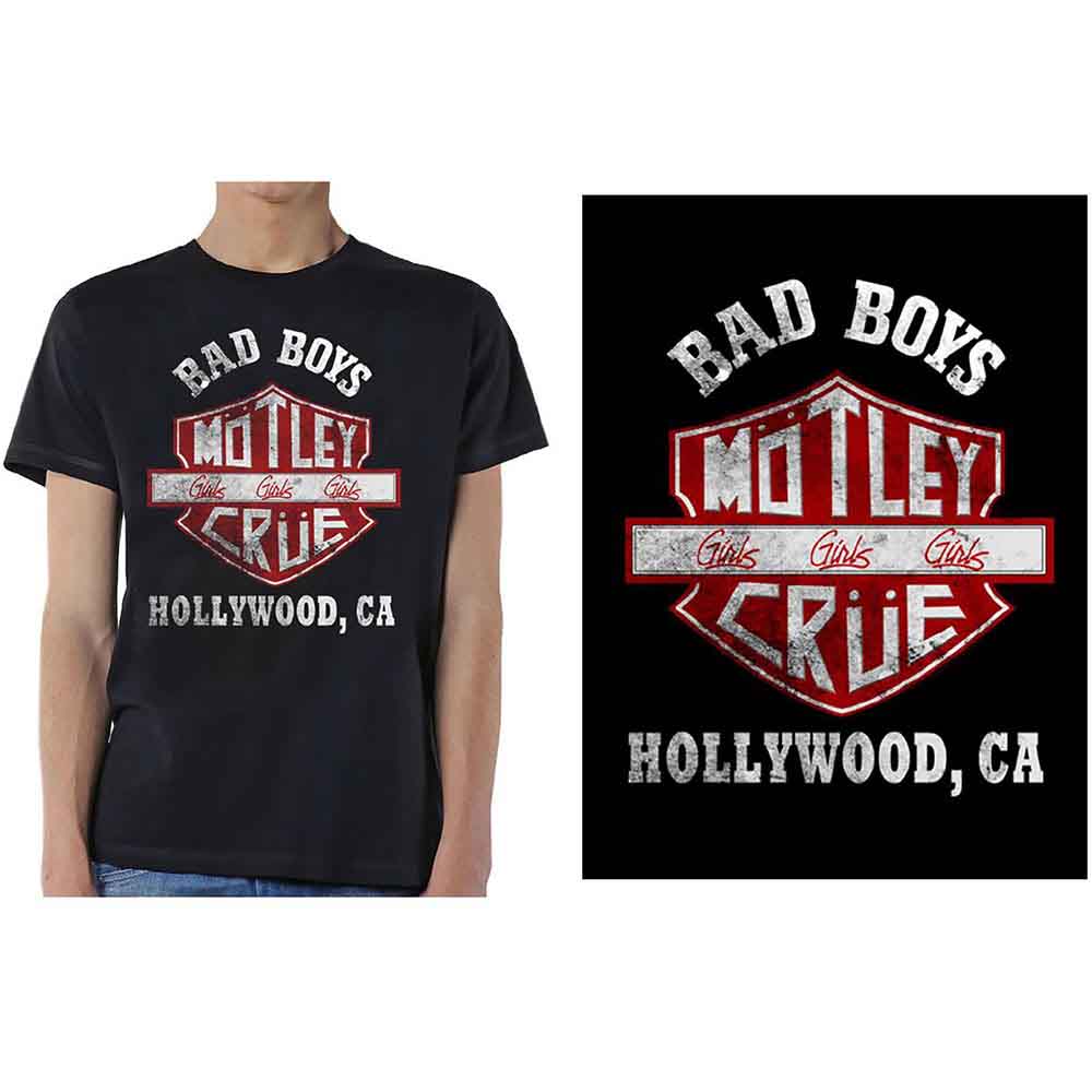 Motley Crue - Bad Boys Shield - T-Shirt Black