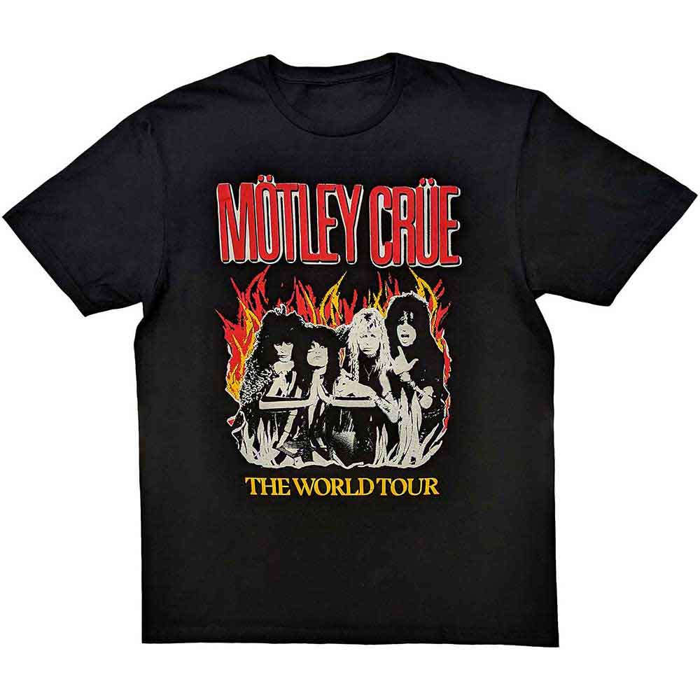 Motley Crue - Vintage World Tour Flames - T-Shirt Black
