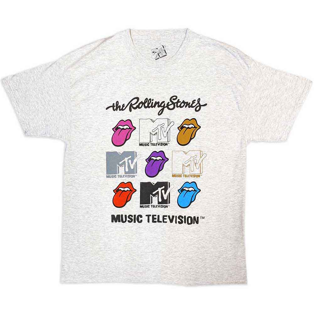 MTV - Rolling Stones Logo Grids - T-Shirt Grey
