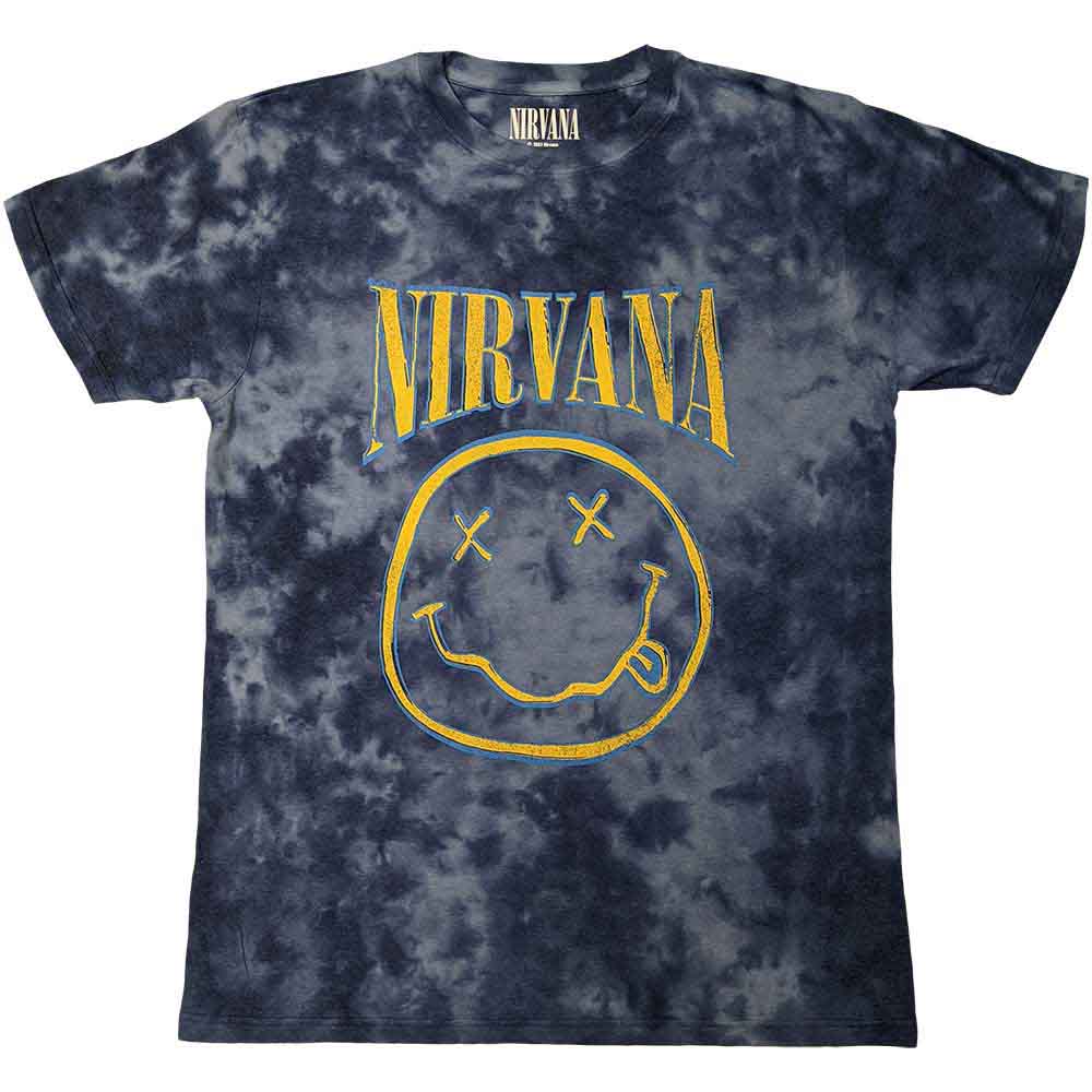 Nirvana - Happy Face Blue Stroke - T-Shirt Blue