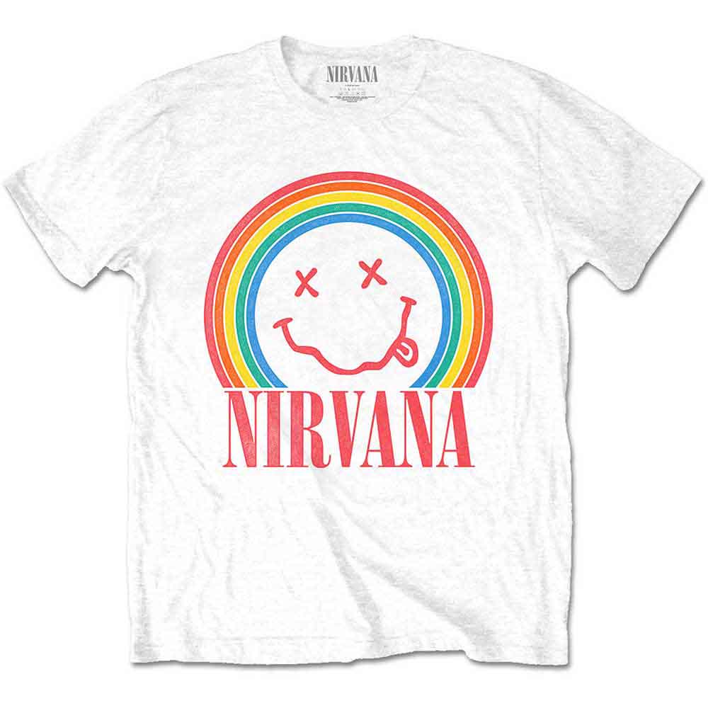 Nirvana - Happy Face Rainbow - T-Shirt White