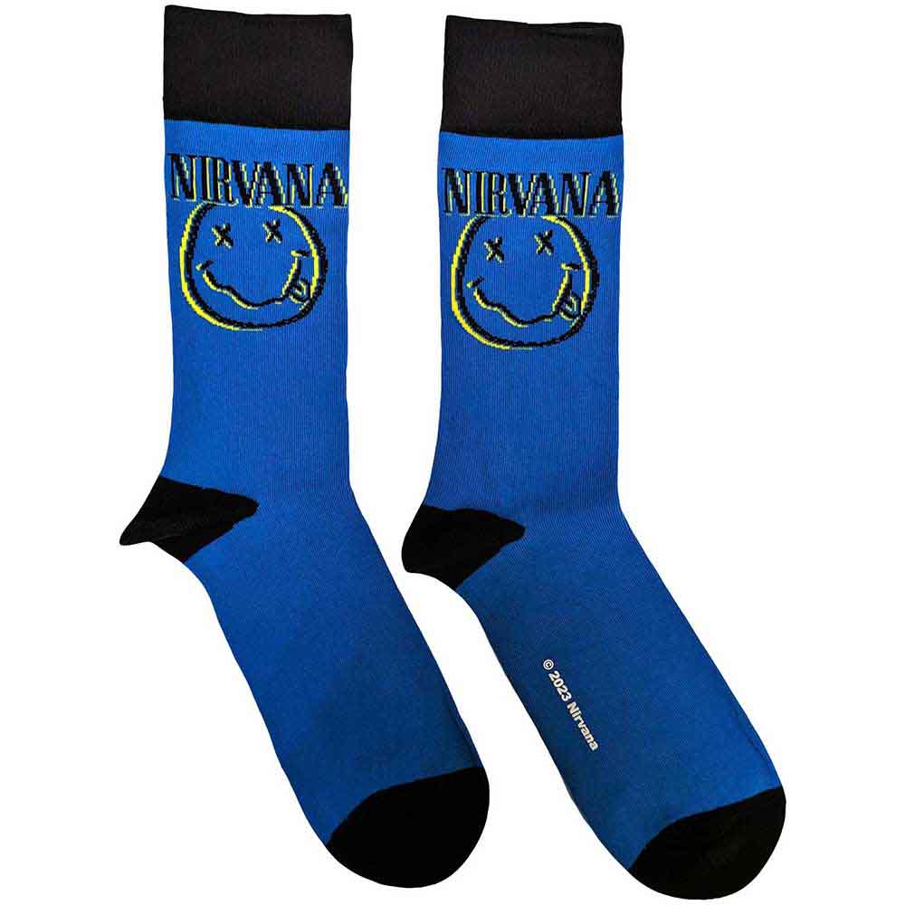 Nirvana - Inverse Happy Face - Socks Blue