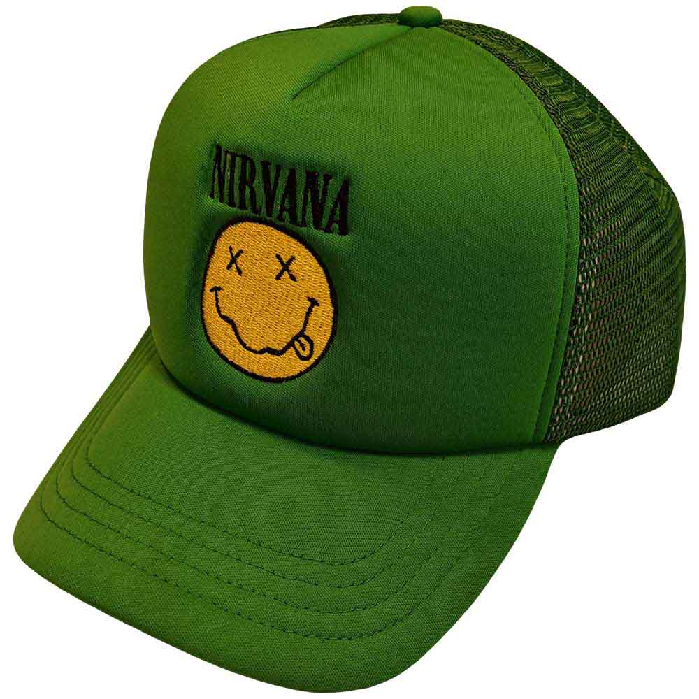 Nirvana - Logo & Happy Face - Hat Green