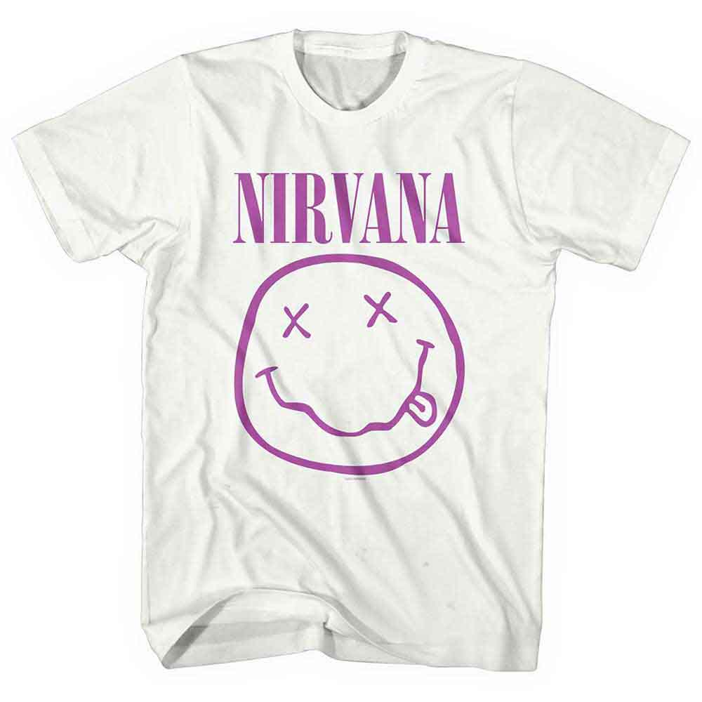 Nirvana - Purple Happy Face - T-Shirt White