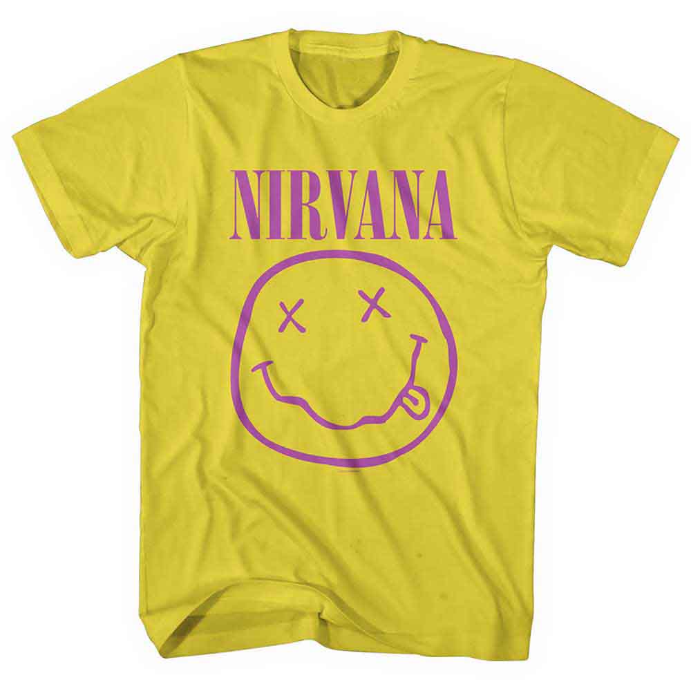 Nirvana - Purple Happy Face - T-Shirt Yellow