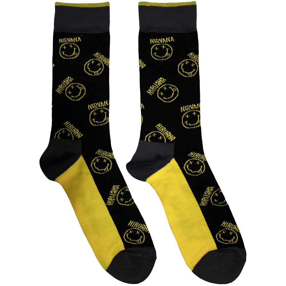 Nirvana - Smiley & Logo Stripes - Grey