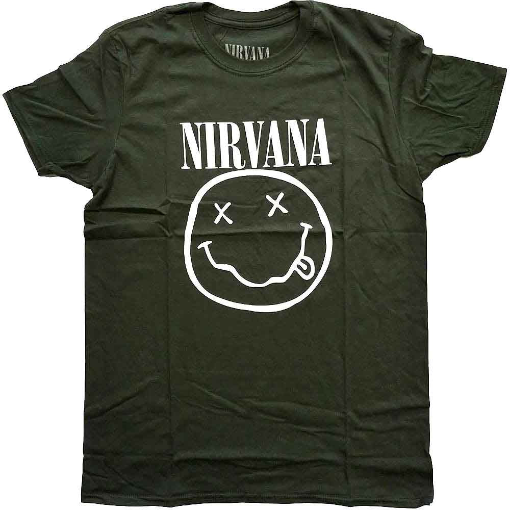 Nirvana - White Happy Face - Green