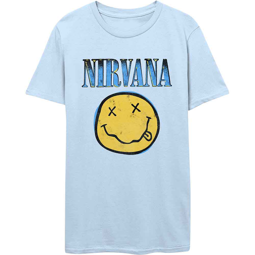 Nirvana - Xerox Happy Face Blue - T-Shirt Blue