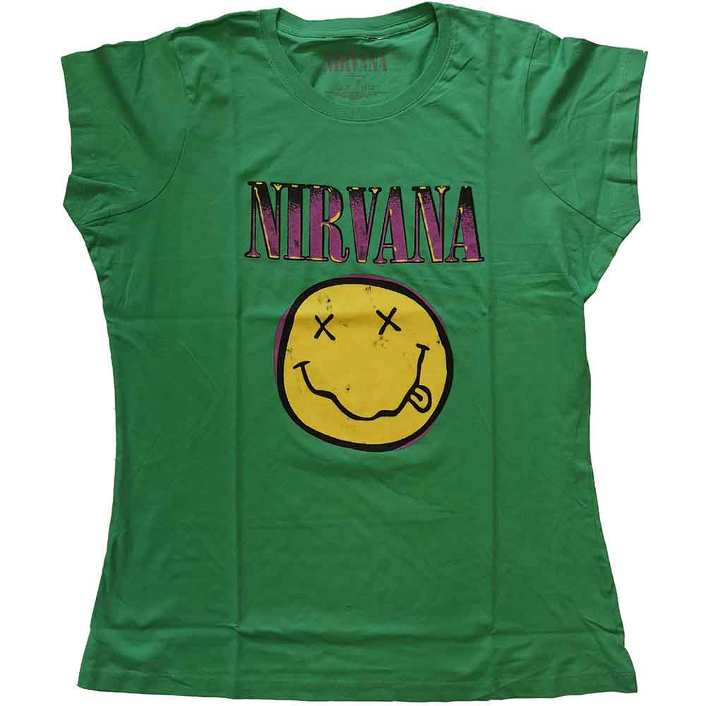 Nirvana - Xerox Happy Face Pink - T-Shirt Green