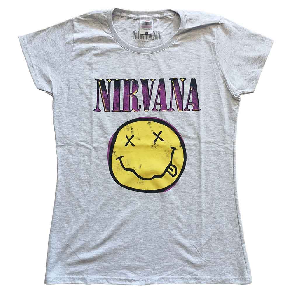Nirvana - Xerox Happy Face Pink - T-Shirt Grey