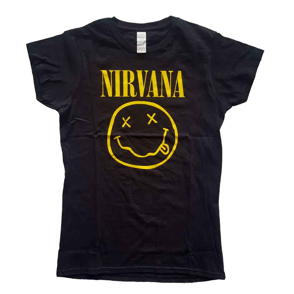 Nirvana - Yellow Happy Face - T-Shirt Black