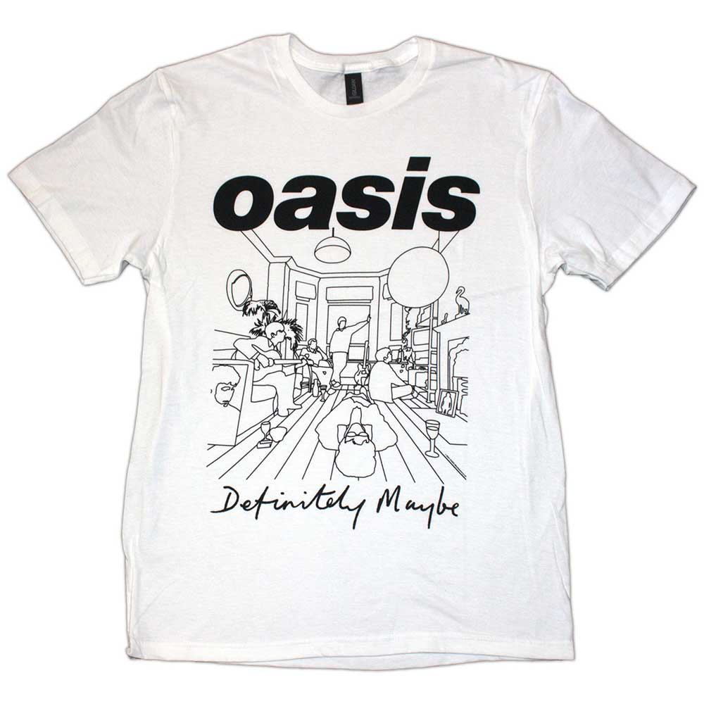 Oasis - Definitely Maybe Line Drawing - White